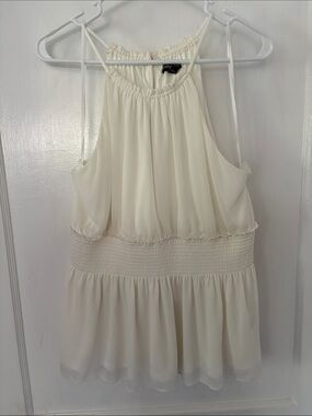 Express Cream Halter Smocked-Waist Camisole